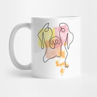 Abstract Line Art Dog Drawing on Watercolor Mug